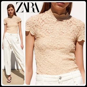 NWOT Zara lace top with inner lining